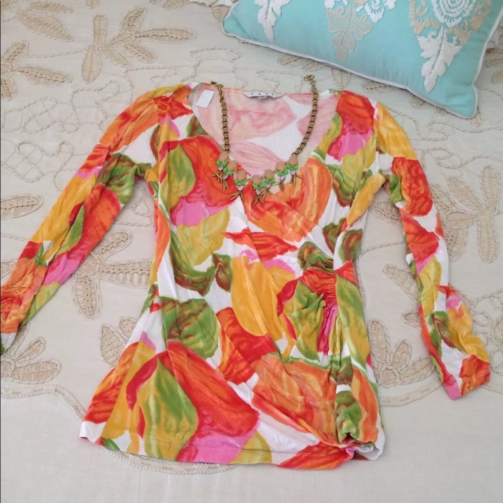 CAbi Multicolor Floral Blouse
